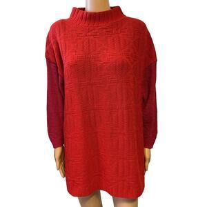 Vintage Spunky Knit Sweater Red Purple Women Large 80s 90s USA Valentines Love